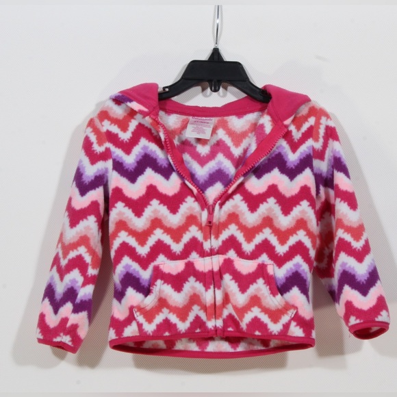 Garanimals Zig Zag Dark Pink Chevron Girls Zip Up Hoodie Size 2T - Picture 2 of 4